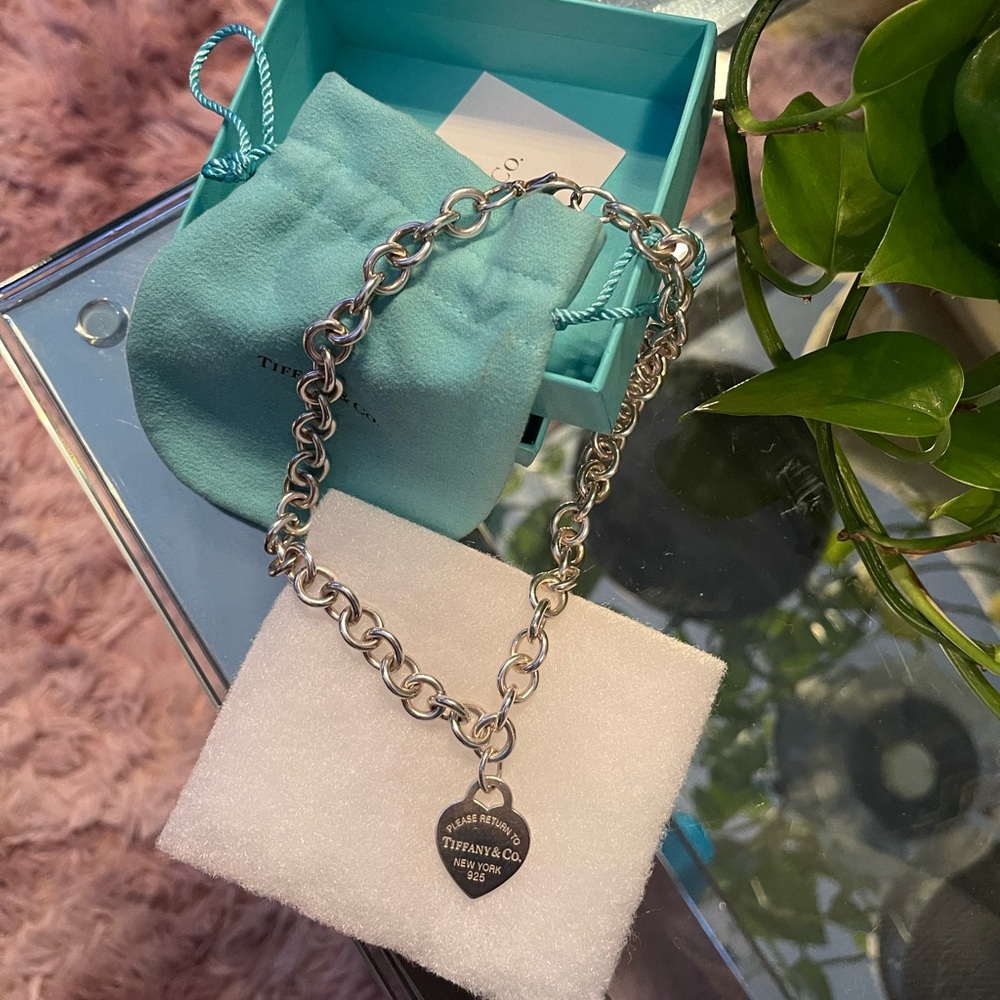 Authentic Tiffany & Co. Sterling Silver Necklace With Original Bag, Box & Pouch